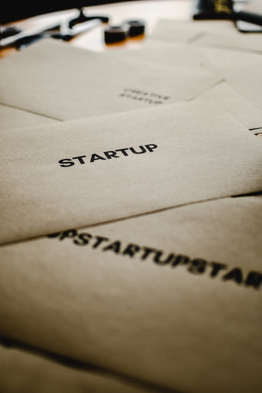 brown paper with a startup printing